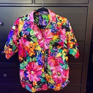 Colorful floral button up